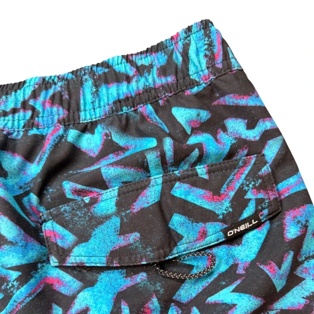 O'Neill Mens‎ Swim Trunks Large Blue Pink Geometric Abstract Board Shorts